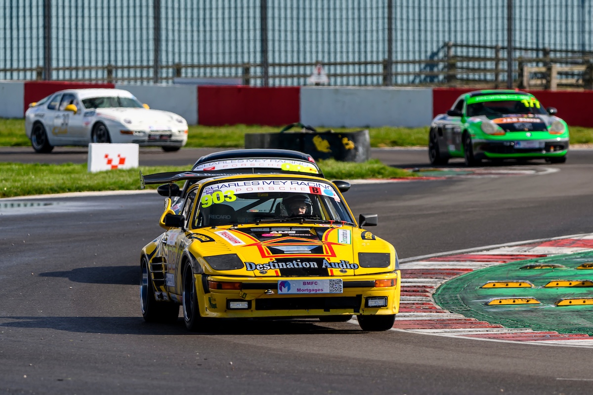 VANHAUEN RACING at Donington Park 2024 - Out in front of the group late in the race, the rain stopped but the surface still moist. © Jonathan Elsey Motorsport Photography 2024